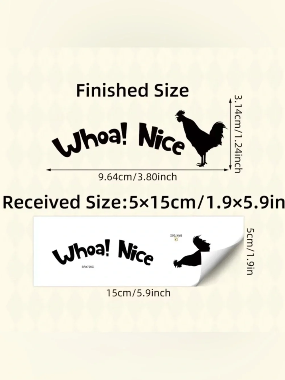 Funny 'Whoa! Nice' Rooster (C*ck) Toilet Seat Decal, NEW